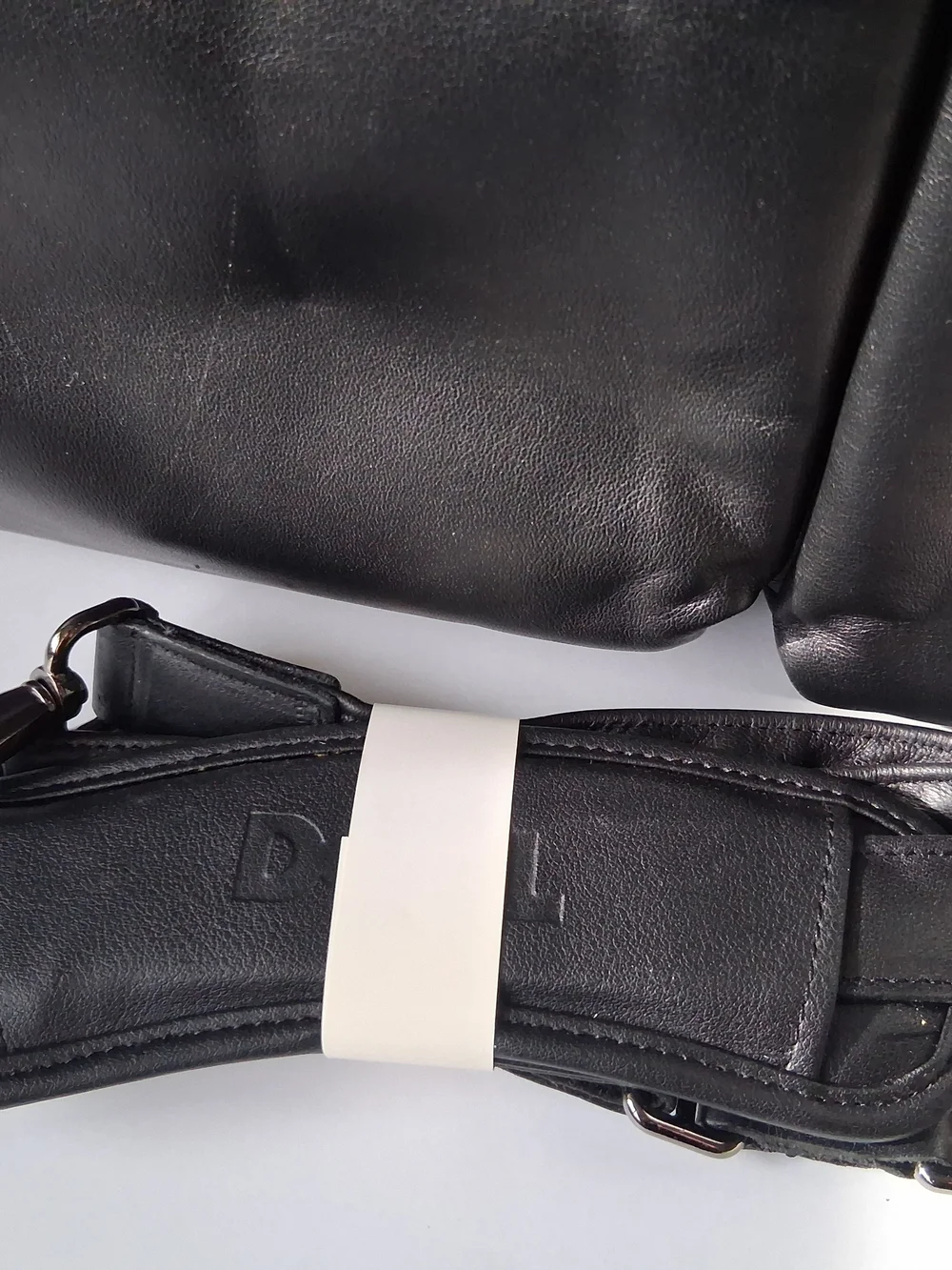 Vintage Dell Black Leather Laptop Messenger Bag